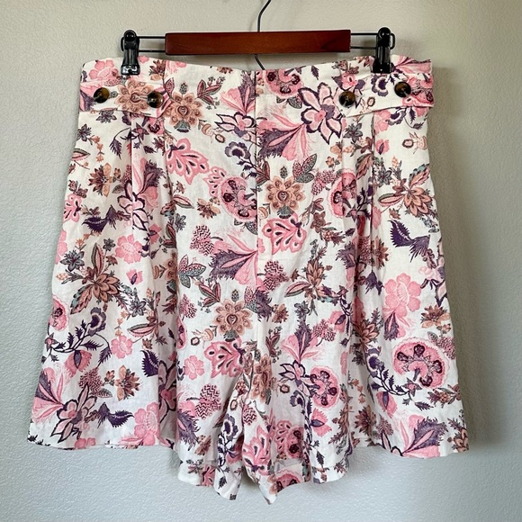 WHO WHAT WEAR NWT 2pc XL 14 Linen Blend High Neck Flutter Sleeve Top Shorts Set - Picture 9 of 15